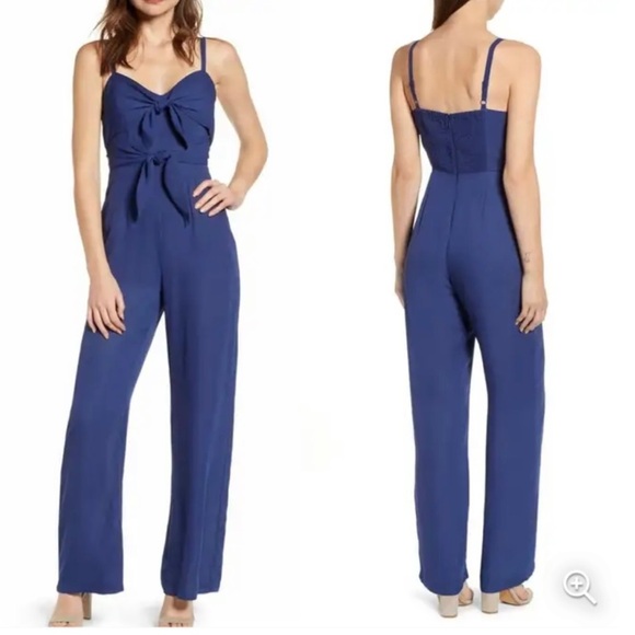 NWT Socialite Double Tie Front Jumpsuit in Navy, Size Medium, Wedding Guest - Picture 7 of 7